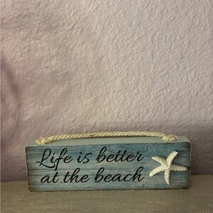 Like Is Better at The Beach Wooden Sign With Starfish Beach Costal Decor